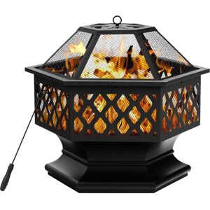 Marlow Home Co. Leonard 61Cm H x 57Cm W Iron Wood Burning Outdoor Fire Pit with Lid black/brown/gray 61.0 H x 57.0 W x 57.0 D cm