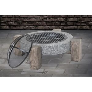 Union Rustic Magliana 44Cm H x 75CmW Magnesium Oxide Wood Burning Outdoor Fire Pit with Lid brown/gray 44.0 H x 75.0 W x 75.0 D cm