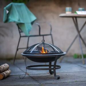 Symple Stuff RedFire Atlanta Black Steel 51cm Outdoor Fireplace black/brown/gray 16.14 H x 51.0 W x 51.0 D cm