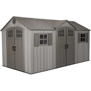 Lifetime 15 Ft. x 8 Ft. High-Density Polyethylene (Plastic) Outdoor Storage Shed with Steel-Reinforced Construction 243.84 H x 457.2 W x 243.8 D cm