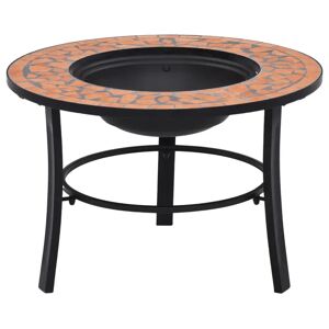 World Menagerie Eastchester 45cm H x 68cm W Steel & Ceramic Charcoal & Wood Burning Outdoor Fire Pit red/black 45.0 H cm