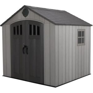 Lifetime 8 Ft. x 7.5 Ft. High-Density Polyethylene (Plastic) Outdoor Storage Shed with Steel-Reinforced Construction brown/gray 242.0 H x 242.0 W x 227.0 D cm