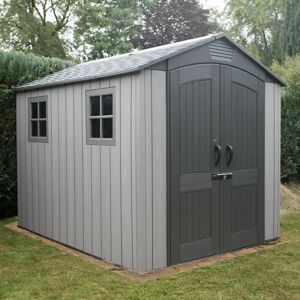 Lifetime 7 Ft. x 9.5 Ft. High-Density Polyethylene (Plastic) Outdoor Storage Shed with Steel-Reinforced Construction brown/gray 227.0 H x 214.0 W x 285.0 D cm