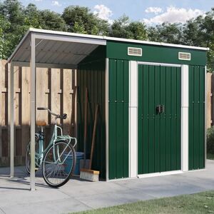Dakota Fields Broghin Garden Shed with Extended Roof Outdoor Tool Shed Storage Shed Steel green 181.0 H x 277.0 W x 110.5 D cm