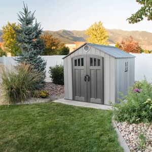 Lifetime 8 Ft. x 10 Ft. High-Density Polyethylene (Plastic) Outdoor Storage Shed with Steel-Reinforced Construction gray 243.0 H x 243.84 W x 304.8 D cm