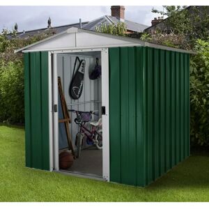 YardMaster 6 ft. W x 7 ft. D Metal Apex Garden Shed green 189.0 H x 202.0 W x 217.0 D cm