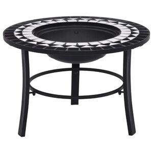 World Menagerie Eastchester 45cm H x 68cm W Steel & Ceramic Charcoal & Wood Burning Outdoor Fire Pit white/black