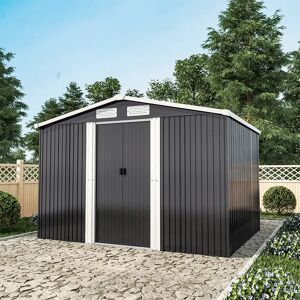 Sol 27 Outdoor Aaronjohn 8 ft. W x 6.5 ft. D Metal Tool Shed gray 177.8 H x 256.54 W x 205.74 D cm