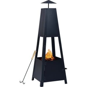 Rosalind Wheeler Cobberas 38.98Cm H x 13.78Cm W Steel Wood Burning Outdoor Fireplace black/brown/gray 99.0 H x 35.0 W x 35.0 D cm