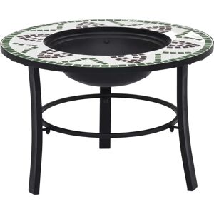 World Menagerie Eastchester 45cm H x 68cm W Steel & Ceramic Charcoal & Wood Burning Outdoor Fire Pit white