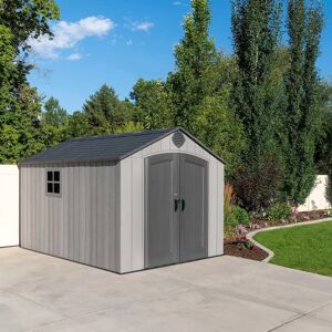 Lifetime 8 Ft. x 12.5 Ft. High-Density Polyethylene (Plastic) Outdoor Storage Shed with Steel-Reinforced Construction gray 243.8 H x 243.84 W x 381.0 D cm