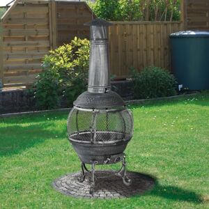 Tepro Jacksonville Cast Iron Outdoor Fireplace black/brown/gray 140.0 H x 52.0 W x 52.0 D cm