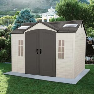 Lifetime 10 Ft. x 8 Ft. High-Density Polyethylene (Plastic) Outdoor Storage Shed with Steel-Reinforced Construction gray 243.84 H x 299.0088 W x 233.68 D cm