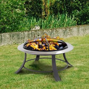 Tepro Silver City Outdoor Fire Pit black/brown/gray 50.0 H x 74.0 W x 74.0 D cm