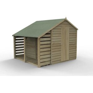 Forest Garden Overlap Pressure Treated 6 x 8 Apex ShedNo Window with Lean To green/brown 213.3 H x 264.6 W x 242.0 D cm