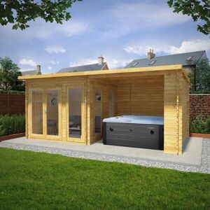 Mercia Garden Products Mercia 6m x 3m Studio Pent Log Cabin With Outdoor Area (28mm) 250.0 H x 602.0 W x 333.0 D cm