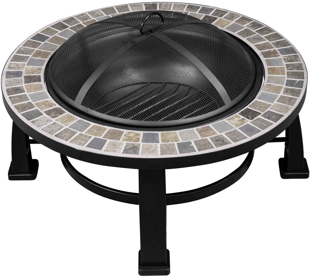 ClassicLiving Kidron 49Cm H Steel Wood Burning Outdoor Fire Pit with Lid Black 49cm H X 76cm W X 76cm D