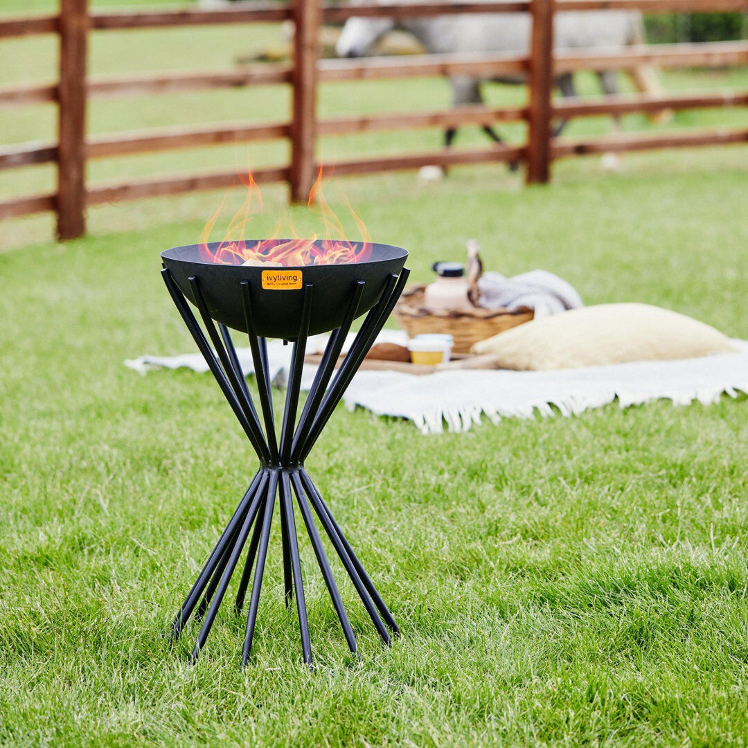 Ivyline Metal Outdoor Fire Pit Black 65cm H X 38cm W X 38cm D