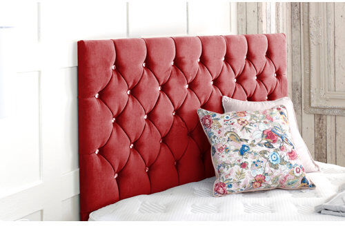 Mercer41 Chesterfield Fully Upholstered Headboard Mercer41 Size: Small Single (2'6), Upholstery: Red  - Size: Double (4'6) Mercer41 Chesterfield Fully Upholstered Headboard Mercer41 Size: Small Single (2'6), Upholstery: Red  - Size: Double (4'6)
