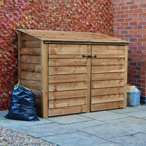 Dakota Fields Elizabethtown Wooden Double Bin Store Dakota Fields Colour: Rustic Brown 180cm H X 150cm W X 80cm D Dakota Fields Elizabethtown Wooden Double Bin Store Dakota Fields Colour: Rustic Brown 180cm H X 150cm W X 80cm D