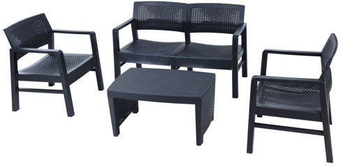 Dakota Fields Jehanne 4 Seater Rattan Conversation Set Dakota Fields  - Size: Mini Dakota Fields Jehanne 4 Seater Rattan Conversation Set Dakota Fields  - Size: Mini