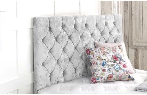 Mercer41 Crushed Upholstered Headboard Mercer41 Size: Double (4'6), Upholstery: Silver  - Size: Single (3') Mercer41 Crushed Upholstered Headboard Mercer41 Size: Double (4'6), Upholstery: Silver  - Size: Single (3')