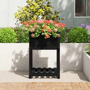 Brayden Studio Planter With Shelf Grey 82.5X34.5X81 Cm Solid Wood Pine Black 81cm H x 54cm W x 54cm D