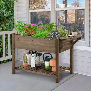 Yaheetech Solid Wood Elevated Garden Bed Planter Box brown 80.0 H x 123.5 W x 54.0 D cm