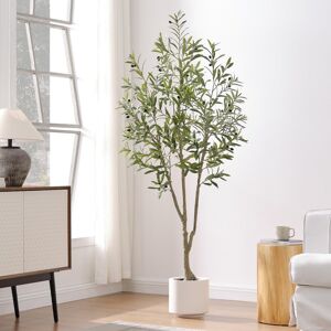 The Seasonal Aisle Andromache 180cm Faux Olive Tree Tree in Pot White 180cm H X 23cm W X 23cm D