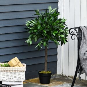 The Seasonal Aisle Set Of 2 Artificial Topiary Bay Laurel Ball Trees In Pot Indoor Outdoor, 90Cm 90cm H X 45cm W X 45cm D