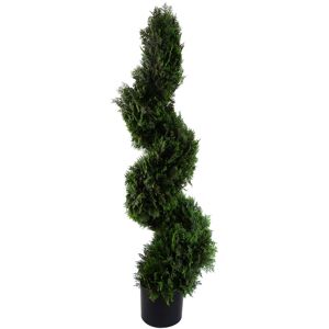 Leaf 120Cm Artificial Cypress Topiary in Planter Green 120cm H X 35cm W X 35cm D
