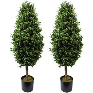 Leaf 120cm Faux Boxwood Topiary in Pot Liner Green 120cm H X 45cm W X 45cm D