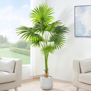 The Seasonal Aisle Anharika Faux Fan Palm Tree Plant 160cm H x 30cm W x 30cm D