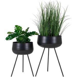Ivy Bronx House Nordic 2 Piece Flower Pots Kira Black 41cm H X 43cm W X 43cm D Ivy Bronx House Nordic 2 Piece Flower Pots Kira Black 41cm H X 43cm W X 43cm D