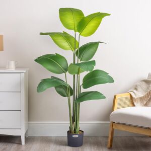 The Seasonal Aisle Artificial Banana Tree, Indoor Outdoor House Plant Decoration, Lifelike Feel-Real Leaves, Pre Potted In Weighted Faux Cement Pot With Moss, For Living Green 150cm H X 14.5cm W X 14.5cm D The Seasonal Aisle Artificial Banana Tree, Indoor Outdoor House Plant Decoration, Lifelike Feel-Real Leaves, Pre Potted In Weighted Faux Cement Pot With Moss, For Living Green 150cm H X 14.5cm W X 14.5cm D