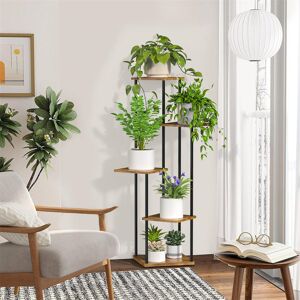 Borough Wharf Plant Stand Indoor, 5-Tier Tall Plant Stands Plant Shelf Indoor Clearance, Corner Display Rack Flower Pot Holder, Metal Flower Shelves For Multiple Pl Black;Brown 106cm H X 30cm L X 30cm D Borough Wharf Plant Stand Indoor, 5-Tier Tall Plant Stands Plant Shelf Indoor Clearance, Corner Display Rack Flower Pot Holder, Metal Flower Shelves For Multiple Pl Black;Brown 106cm H X 30cm L X 30cm D