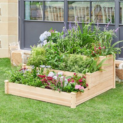 Yaheetech 3 Tier Wood Raised Flower Bed Wood 56cm H X 120cm W X 120cm D Yaheetech 3 Tier Wood Raised Flower Bed Wood 56cm H X 120cm W X 120cm D
