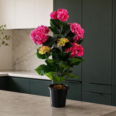 Leaf 90cm Pink Hydrangea Plant with 200 Flowers - Artificial Indoor Plant Leaf 90cm Pink Hydrangea Plant with 200 Flowers - Artificial Indoor Plant