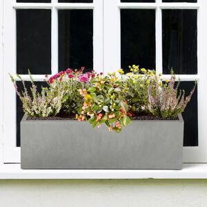 Idealist Window Flower Box Garden Planter, Light Concrete Outdoor Plant Pot gray 17.5 H x 60.0 W x 17.0 D cm