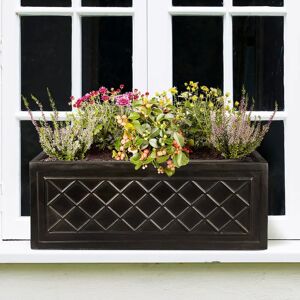 Idealist Window Flower Box Lead Lattice Garden Planter, Light Stone Outdoor Plant Pot gray 22.0 H x 60.0 W x 22.0 D cm