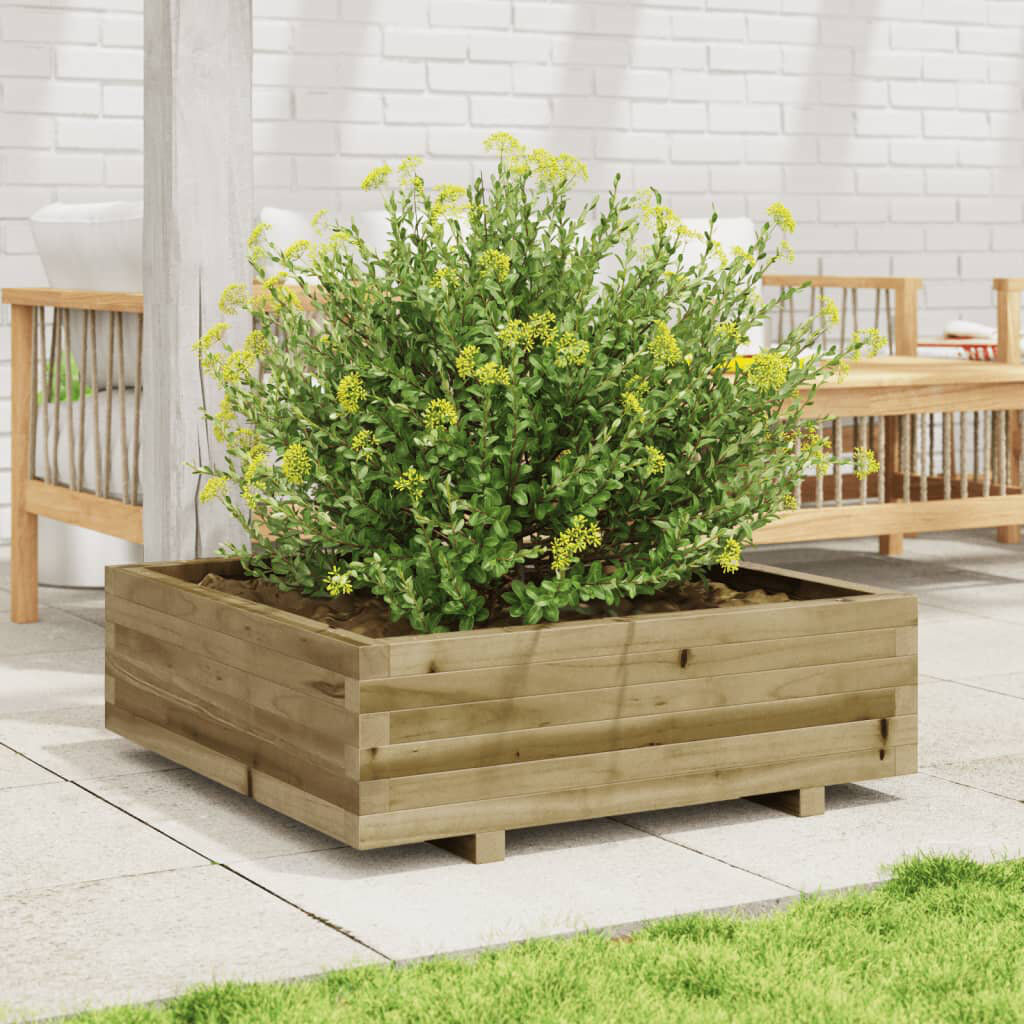 Vidaxl Garden Planter Wax Brown 60X60x49.5 Cm Solid Wood Pine Naturally impregnated 26.5cm H x 80cm W x 80cm D