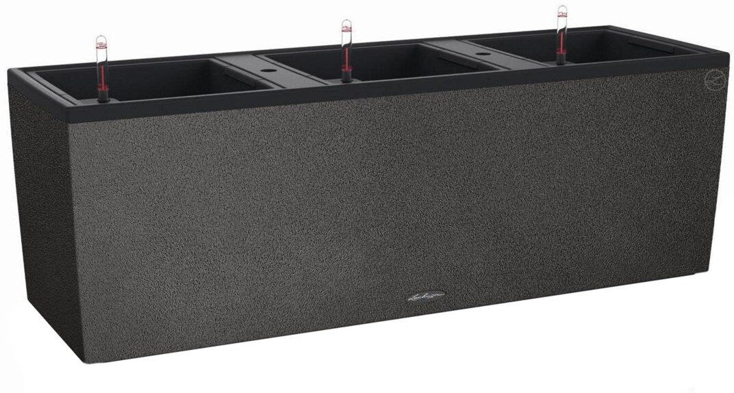 Lechuza Trio Stone 30 Poly Resin Floor Self-Watering Planter With Substrate H34 L100 W32 Cm, 14X3 Ltrs Cap. Graphite Black 34cm H X 100cm W X 32cm D