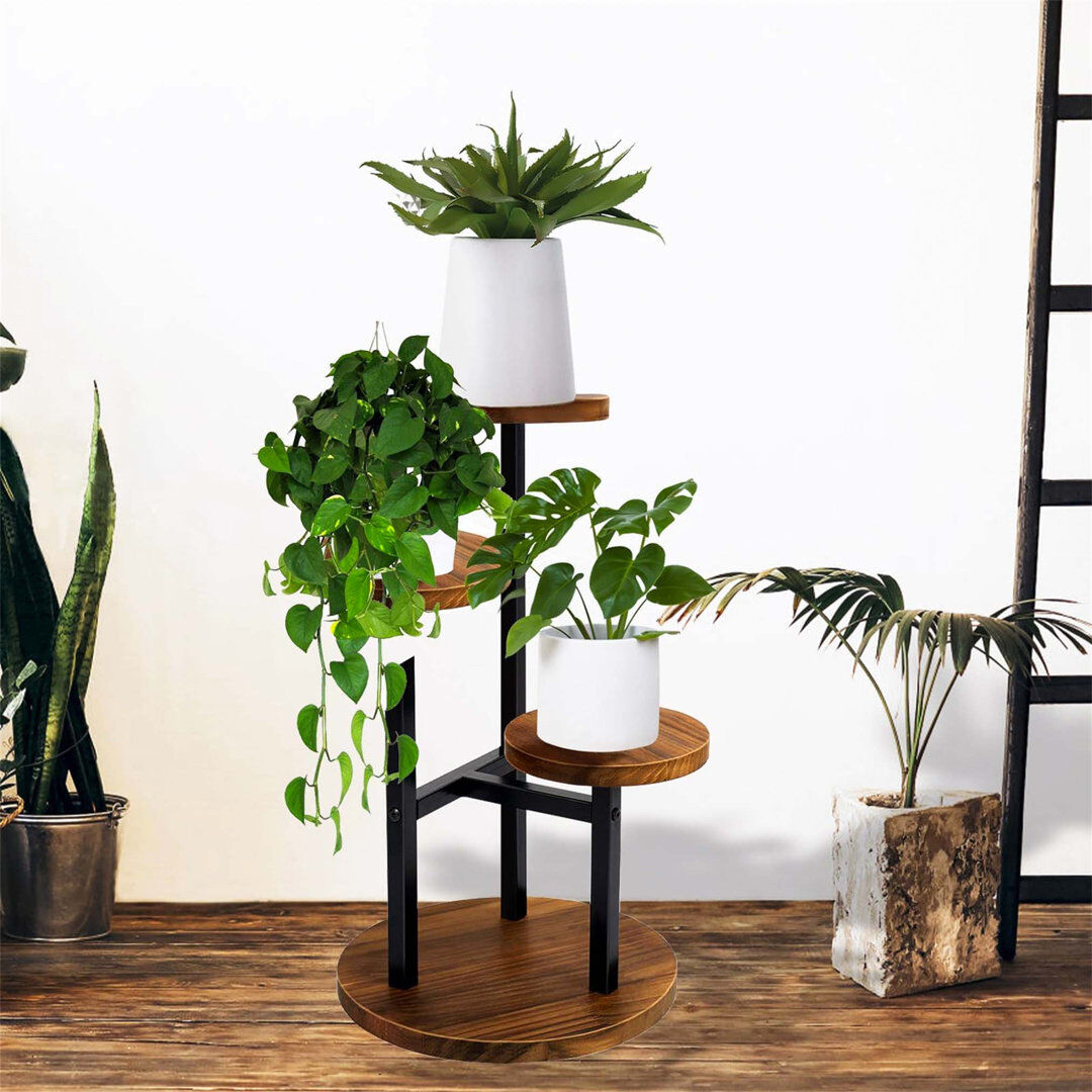 Borough Wharf 3 Tier Plant Stand For Indoor And Outdoor Black;Brown 53.5cm H X 33cm L X 33cm D
