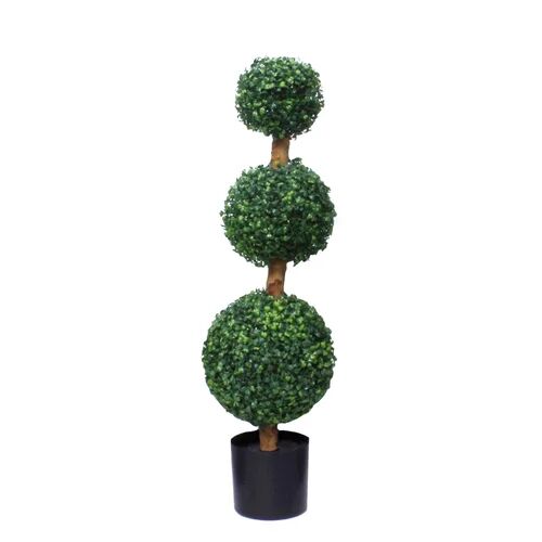 The Seasonal Aisle Artificial Boxwood Topiary in Pot Liner The Seasonal Aisle Size: 95cm H x 27cm W x 27cm D  - Size: 40cm H x 61cm W x 23cm D