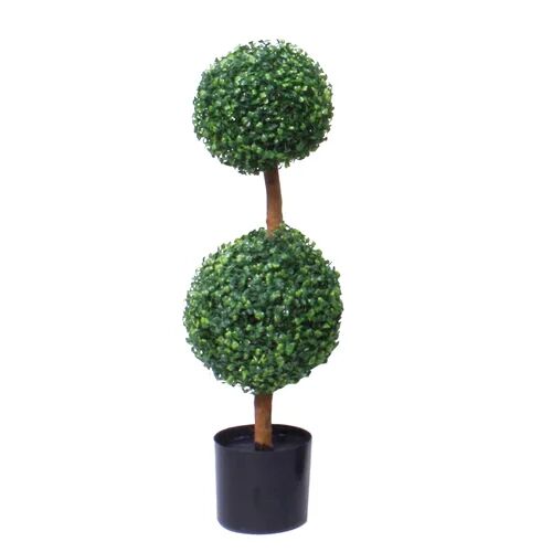 The Seasonal Aisle Artificial Boxwood Topiary in Pot Liner The Seasonal Aisle Size: 80cm H x 23cm W x 23cm D  - Size: 40cm H x 61cm W x 23cm D