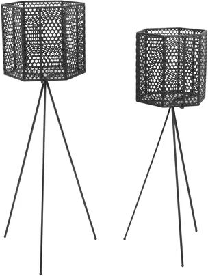 Symple Stuff Mesh Hexagon 2 Piece Metal Plant Pot Set Symple Stuff Colour: Black Symple Stuff Mesh Hexagon 2 Piece Metal Plant Pot Set Symple Stuff Colour: Black