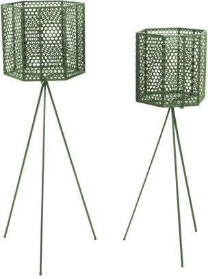 Symple Stuff Mesh Hexagon 2 Piece Metal Plant Pot Set Symple Stuff Colour: Green Symple Stuff Mesh Hexagon 2 Piece Metal Plant Pot Set Symple Stuff Colour: Green