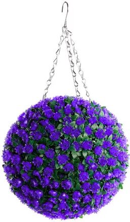 The Seasonal Aisle Artificial Flowering Topiary The Seasonal Aisle Size: 38cm H x 38cm W x 38cm D, Flower Colour: Purple  - Size: 83cm H X 53cm W X 45cm D