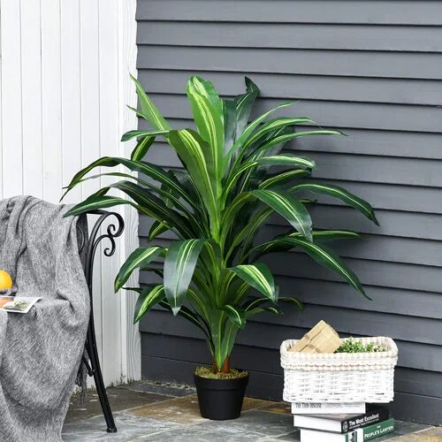 HOMCOM Charleston Artificial Dracaena Plant in Pot HOMCOM  - Size: 74cm H X 117cm W X 36cm D