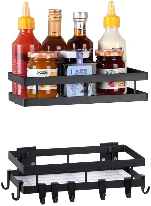 Belfry Kitchen Wall-Mounted Spice Rack black 5.5 H x 25.0 W x 13.0 D cm